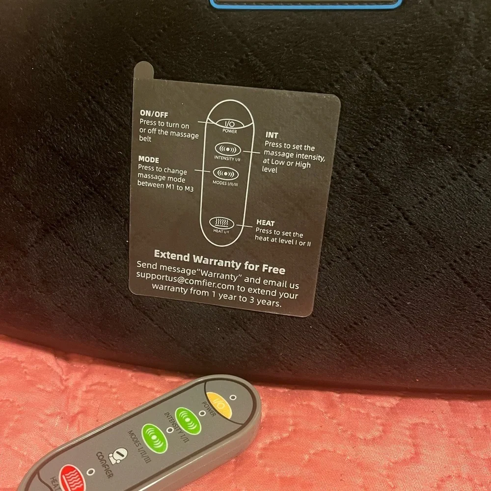 Comfier Black heated  waist belt Cushion with massage